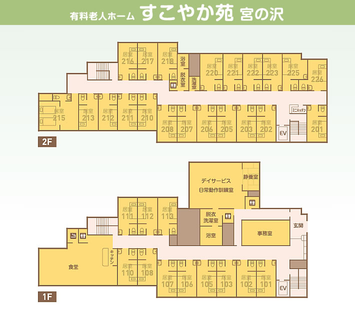 住宅型有料老人ホームすこやか苑宮の沢見取図