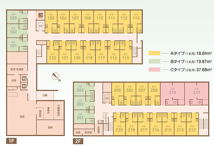 サービス付き高齢者向け住宅すこやか苑オガール見取図